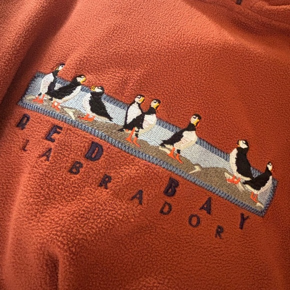 Vintage 90's Red Bay Labrador New Foundland Puffin Bird Men's Fleece Hoodie XL - Picture 5 of 5